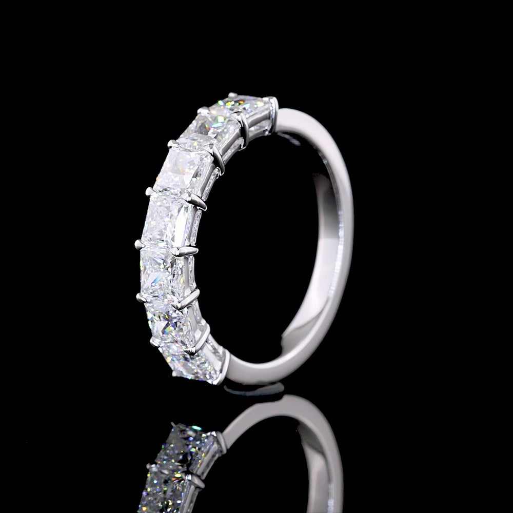 14K White Gold 7-Stone Eternity Band with Princess Cut Lab Diamonds - 2.09 Carat Total Weight, E-F Color VS Clarity - Covaloro Fine Jewelry