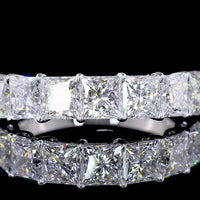 14K White Gold 7-Stone Eternity Band with Princess Cut Lab-Grown Diamonds - 3.15 Carats Total Diamond Weight - Covaloro Fine Jewelry