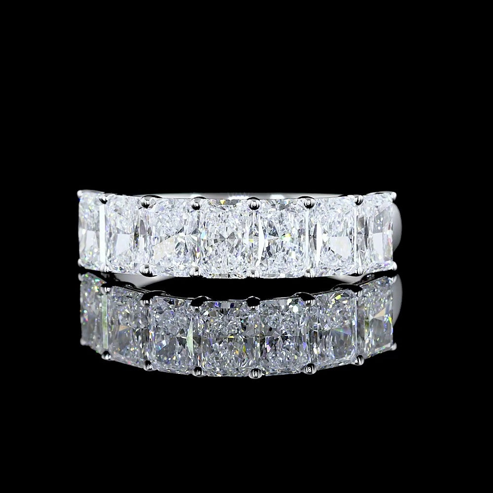 14K White Gold 7-Stone Eternity Band with Prong Set Radiant Cut Lab Diamonds - 2.01 Carats Total Diamond Weight - Covaloro Fine Jewelry