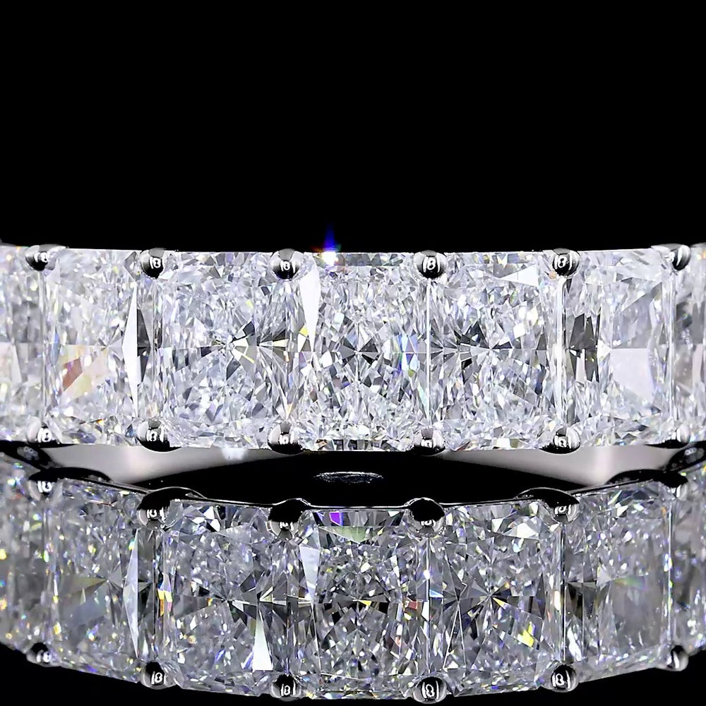 14K White Gold 7-Stone Eternity Band with Prong Set Radiant Cut Lab Diamonds - 2.01 Carats Total Diamond Weight - Covaloro Fine Jewelry