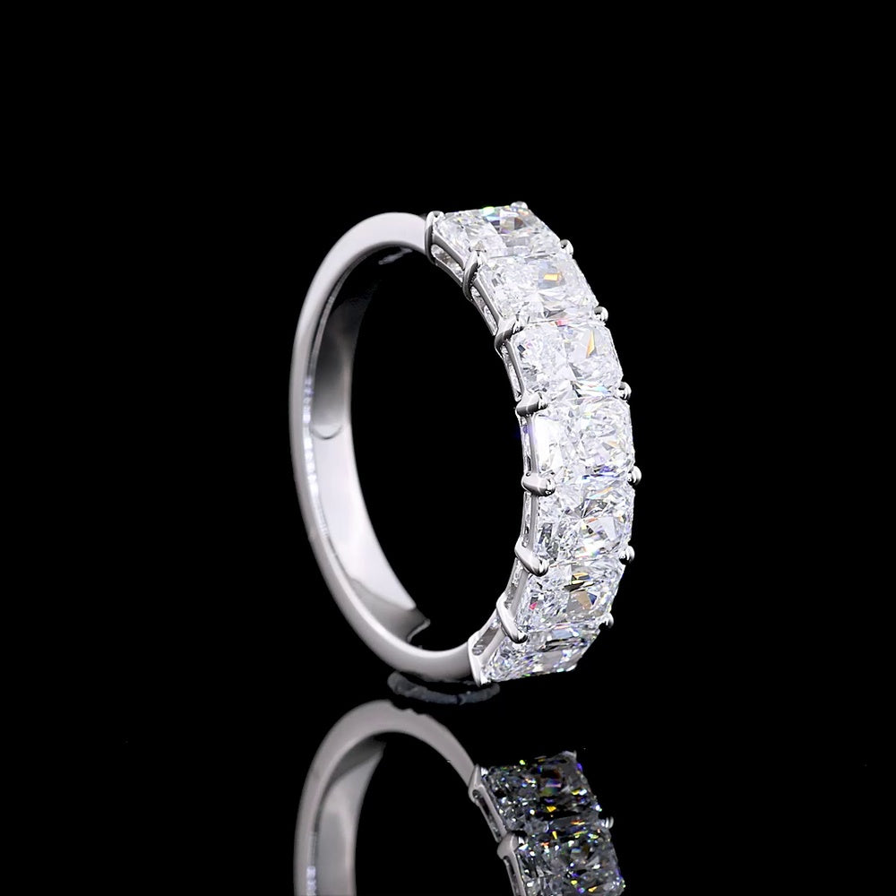 14K White Gold 7-Stone Eternity Band with Prong Set Radiant Cut Lab Diamonds - 2.01 Carats Total Diamond Weight - Covaloro Fine Jewelry