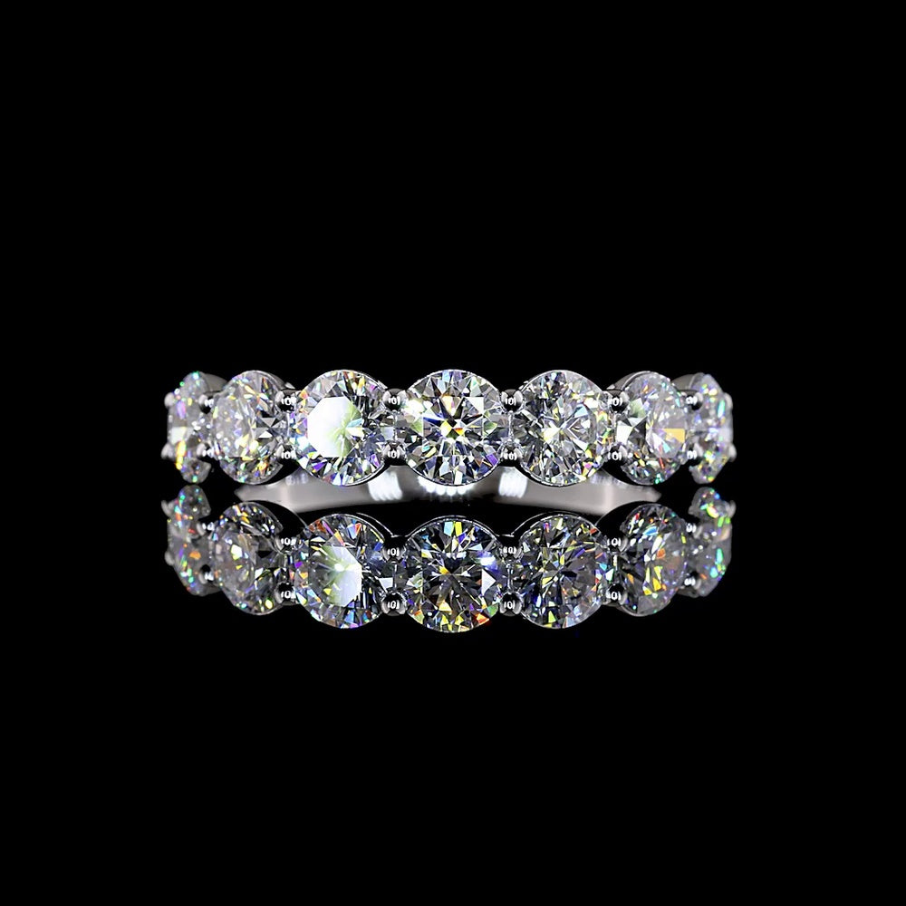 14K White Gold 7-Stone Eternity Band with Prong Set Round Lab Diamonds - 2.00 Carats Total Diamond Weight - Covaloro Fine Jewelry