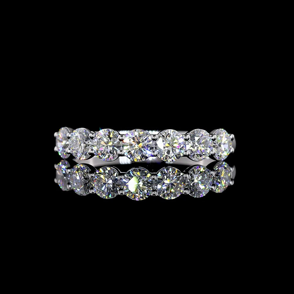 14K White Gold 7-Stone Eternity Band with Round Brilliant Cut Lab Diamonds - 1.03 Carat Total Weight, E-F Color, VS1 Clarity - Covaloro Fine Jewelry