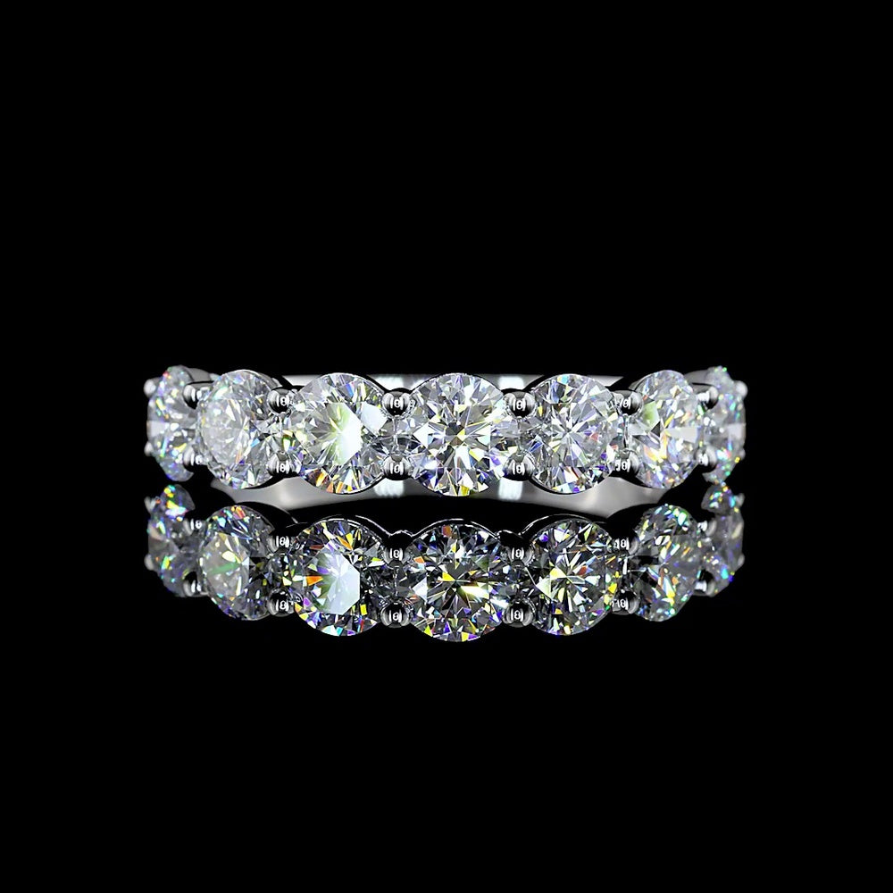 14K White Gold 7-Stone Eternity Band with Round Brilliant Cut Lab Diamonds - 1.95 Carats Total Diamond Weight - Covaloro Fine Jewelry