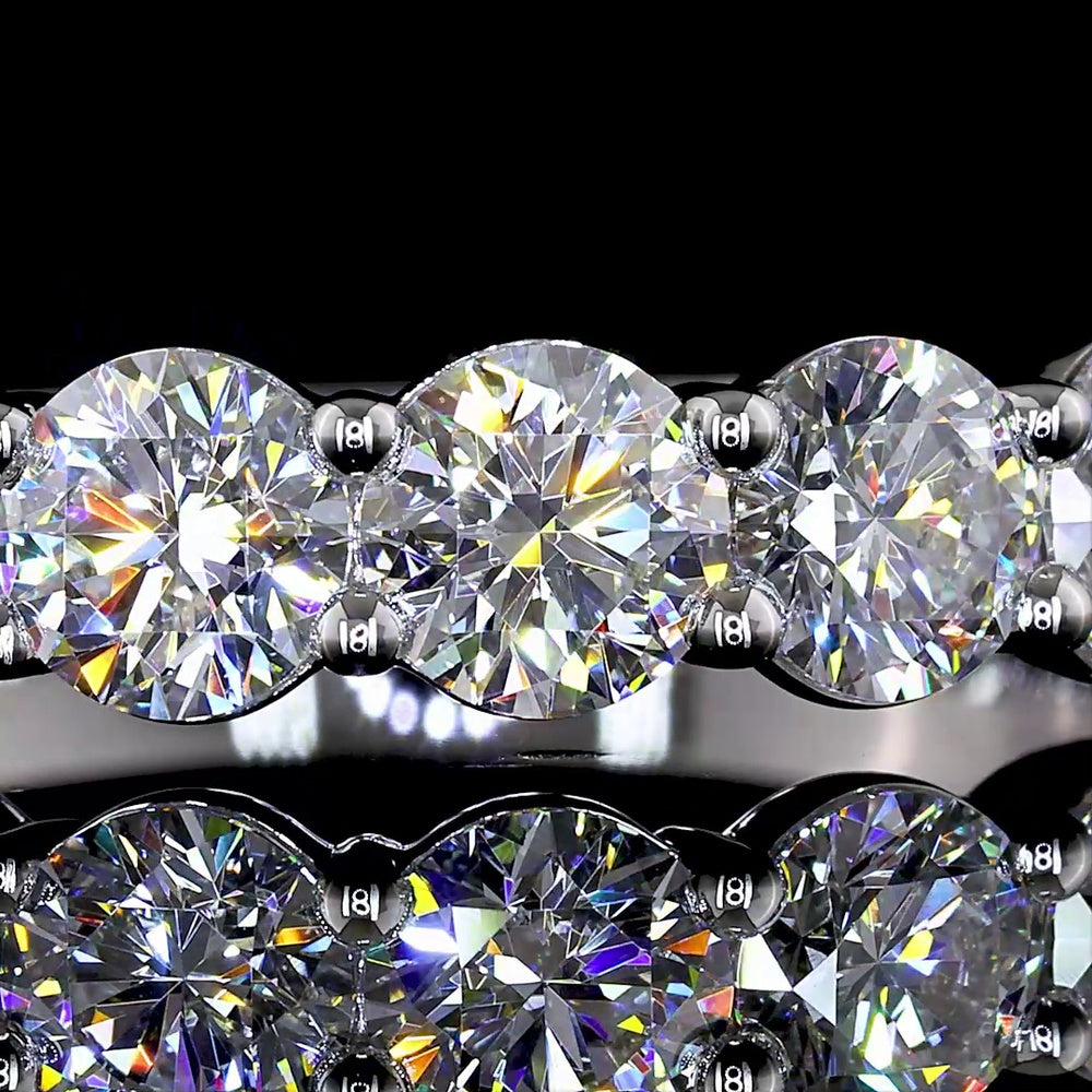 14K White Gold 7-Stone Eternity Band with Round Brilliant Cut Lab Diamonds - 1.95 Carats Total Diamond Weight - Covaloro Fine Jewelry