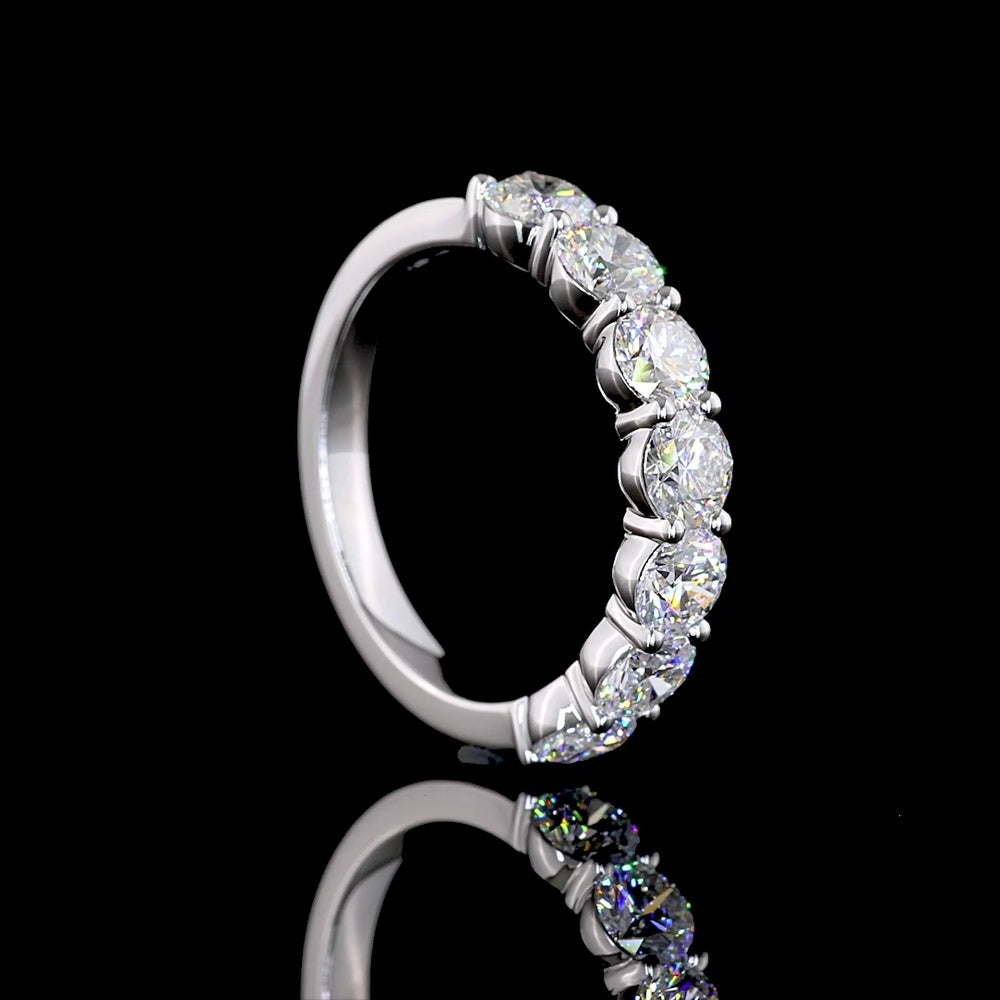 14K White Gold 7-Stone Eternity Band with Round Brilliant Cut Lab Diamonds - 1.95 Carats Total Diamond Weight - Covaloro Fine Jewelry
