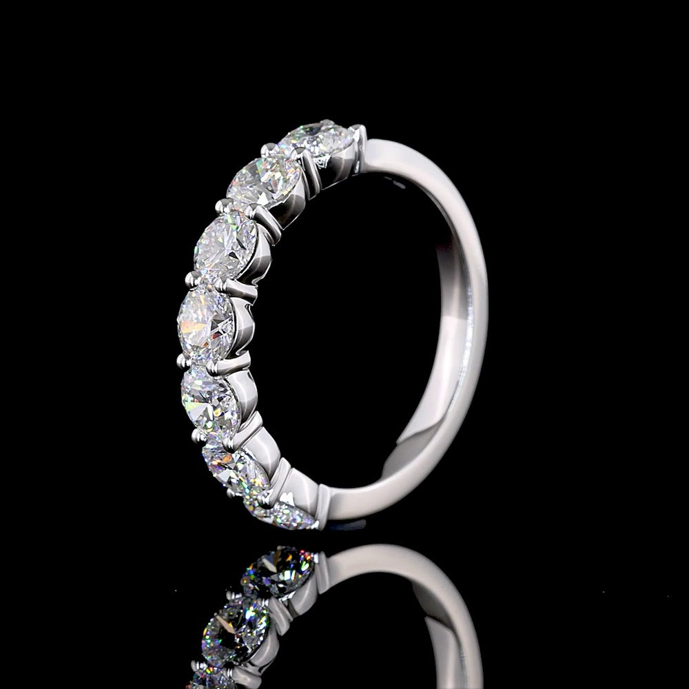 14K White Gold 7-Stone Eternity Band with Round Brilliant Cut Lab Diamonds - 1.95 Carats Total Diamond Weight - Covaloro Fine Jewelry