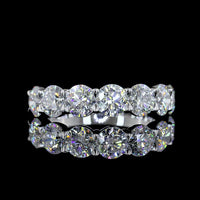 14K White Gold 7-Stone Eternity Band with Round Brilliant Cut Lab Diamonds - 3.04 Carats Total Diamond Weight - Covaloro Fine Jewelry