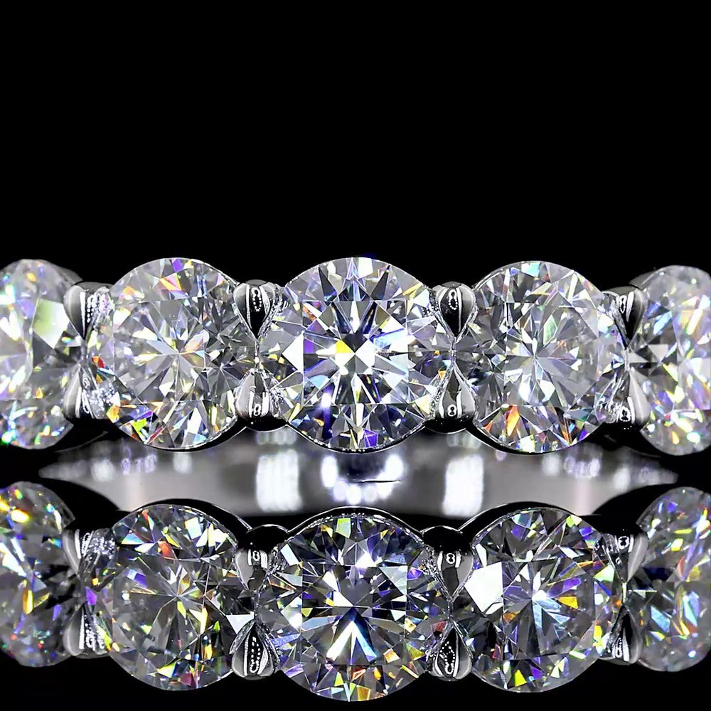 14K White Gold 7-Stone Eternity Band with Round Brilliant Cut Lab Diamonds - 3.04 Carats Total Diamond Weight - Covaloro Fine Jewelry