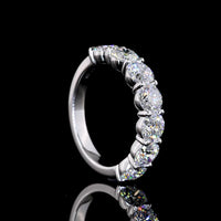 14K White Gold 7-Stone Eternity Band with Round Brilliant Cut Lab Diamonds - 3.04 Carats Total Diamond Weight - Covaloro Fine Jewelry
