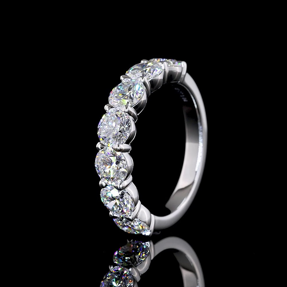 14K White Gold 7-Stone Eternity Band with Round Brilliant Cut Lab Diamonds - 3.04 Carats Total Diamond Weight - Covaloro Fine Jewelry
