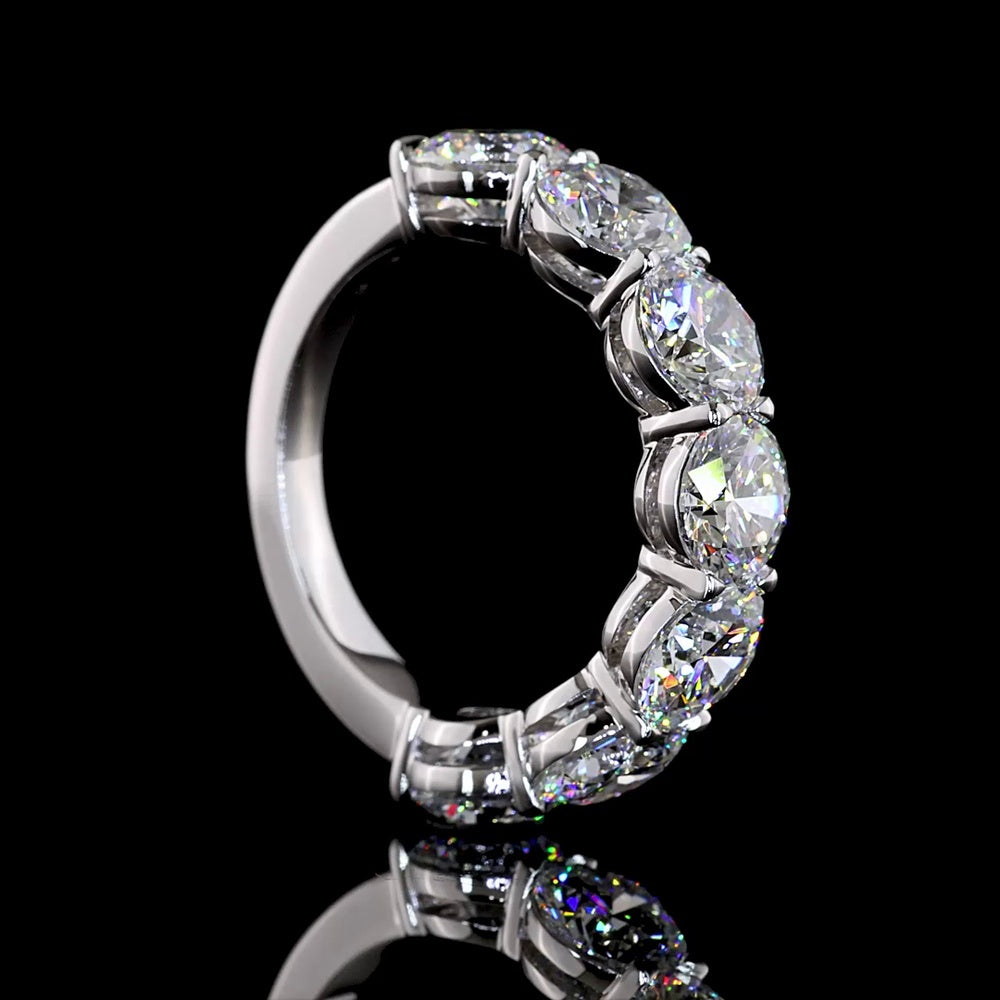 14K White Gold 7-Stone Eternity Band with Round Brilliant Cut Lab Diamonds - 5.03 Carat Total Weight, E-F Color VS Clarity - Covaloro Fine Jewelry