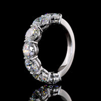 14K White Gold 7-Stone Eternity Band with Round Brilliant Cut Lab Diamonds - 5.03 Carat Total Weight, E-F Color VS Clarity - Covaloro Fine Jewelry