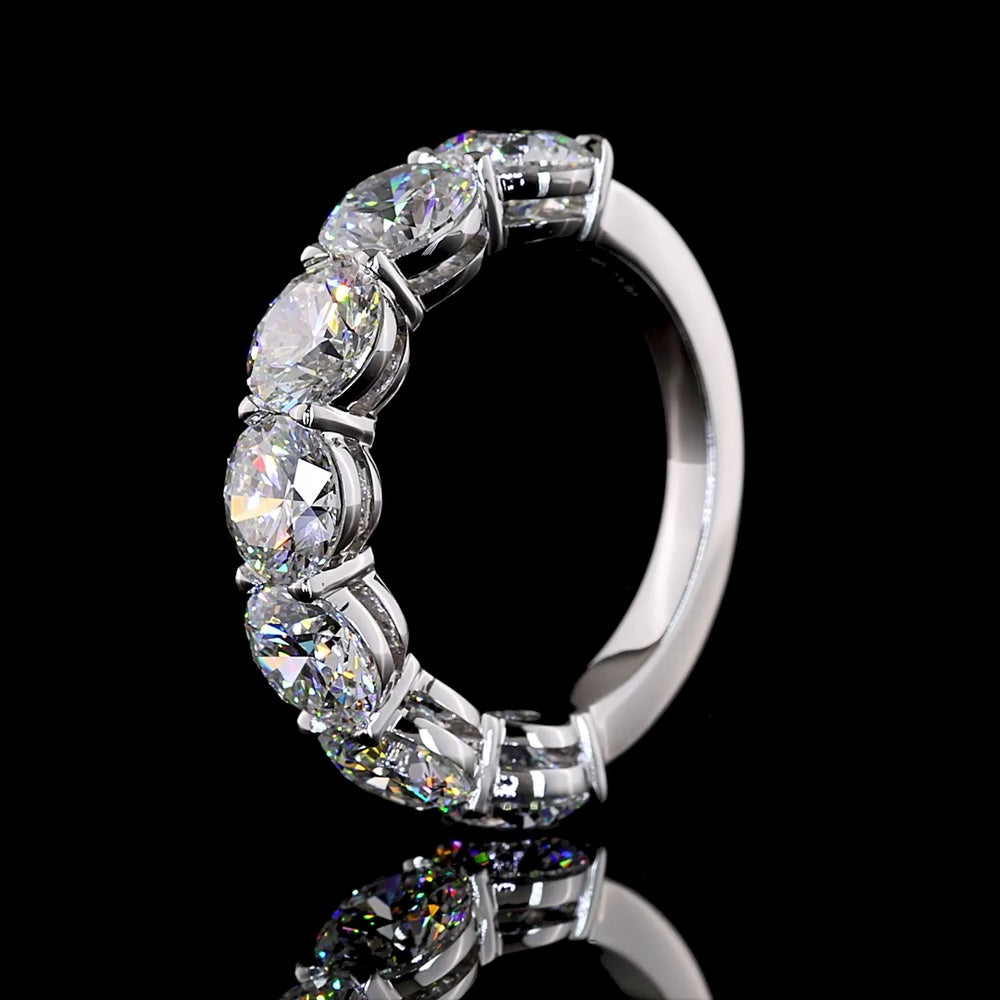 14K White Gold 7-Stone Eternity Band with Round Brilliant Cut Lab Diamonds - 5.03 Carat Total Weight, E-F Color VS Clarity - Covaloro Fine Jewelry