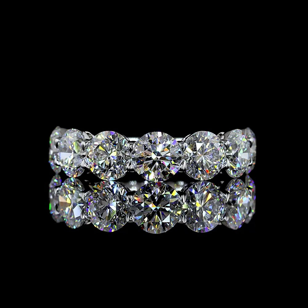 14K White Gold 7-Stone Eternity Band with Round Brilliant Lab Diamonds (E-F Color, VS Clarity) - 4.09 Carat Total Weight - Covaloro Fine Jewelry