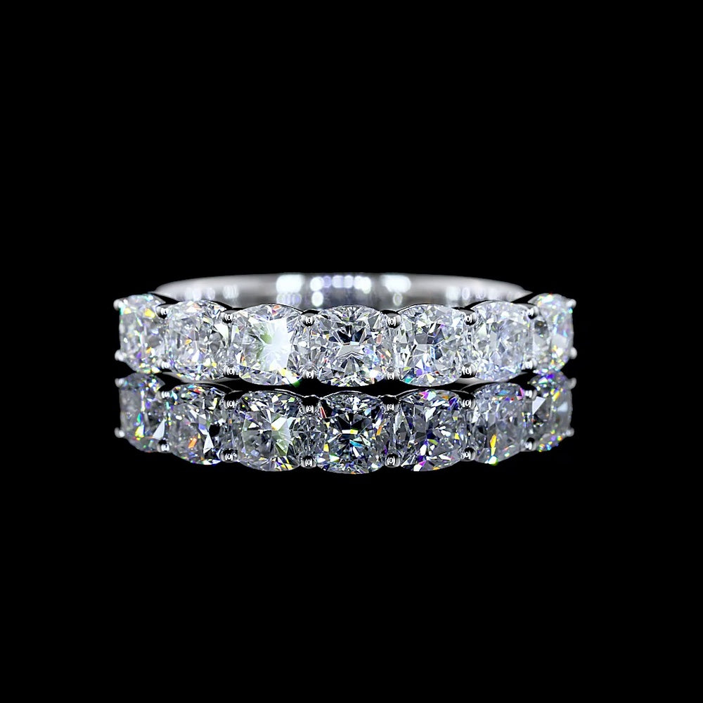 14K White Gold 7-Stone Eternity Band with Square Cushion Brilliant Cut Lab Diamonds - 1.16 Carat Total Diamond Weight - Covaloro Fine Jewelry
