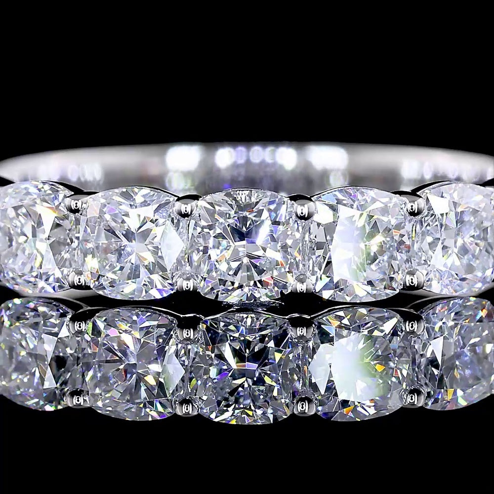 14K White Gold 7-Stone Eternity Band with Square Cushion Brilliant Cut Lab Diamonds - 1.16 Carat Total Diamond Weight - Covaloro Fine Jewelry