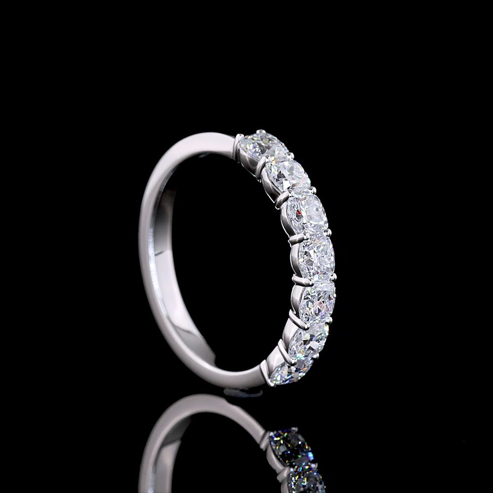 14K White Gold 7-Stone Eternity Band with Square Cushion Brilliant Cut Lab Diamonds - 1.16 Carat Total Diamond Weight - Covaloro Fine Jewelry