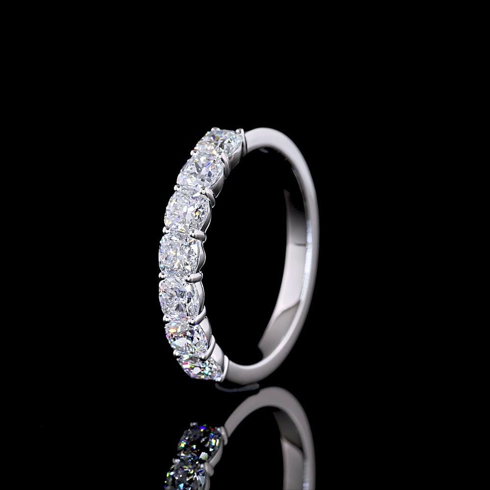 14K White Gold 7-Stone Eternity Band with Square Cushion Brilliant Cut Lab Diamonds - 1.16 Carat Total Diamond Weight - Covaloro Fine Jewelry
