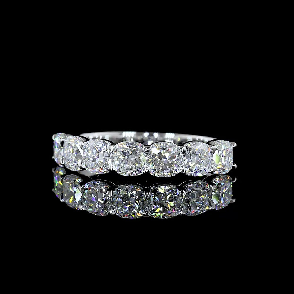 14K White Gold 7-Stone Eternity Band with Square Cushion Brilliant Lab Diamonds - 2.03 Carat Total Weight - Covaloro Fine Jewelry