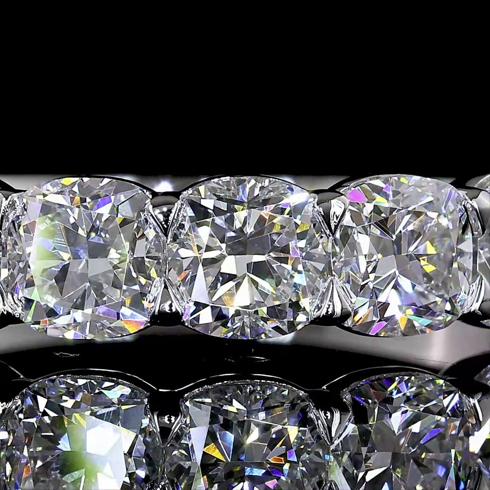 14K White Gold 7-Stone Eternity Band with Square Cushion Brilliant Lab Diamonds - 2.03 Carat Total Weight - Covaloro Fine Jewelry