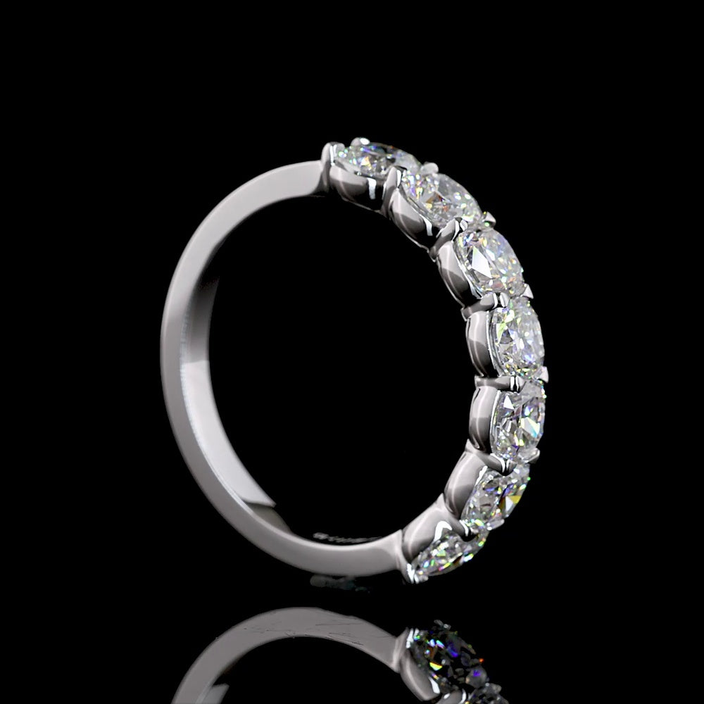 14K White Gold 7-Stone Eternity Band with Square Cushion Brilliant Lab Diamonds - 2.03 Carat Total Weight - Covaloro Fine Jewelry
