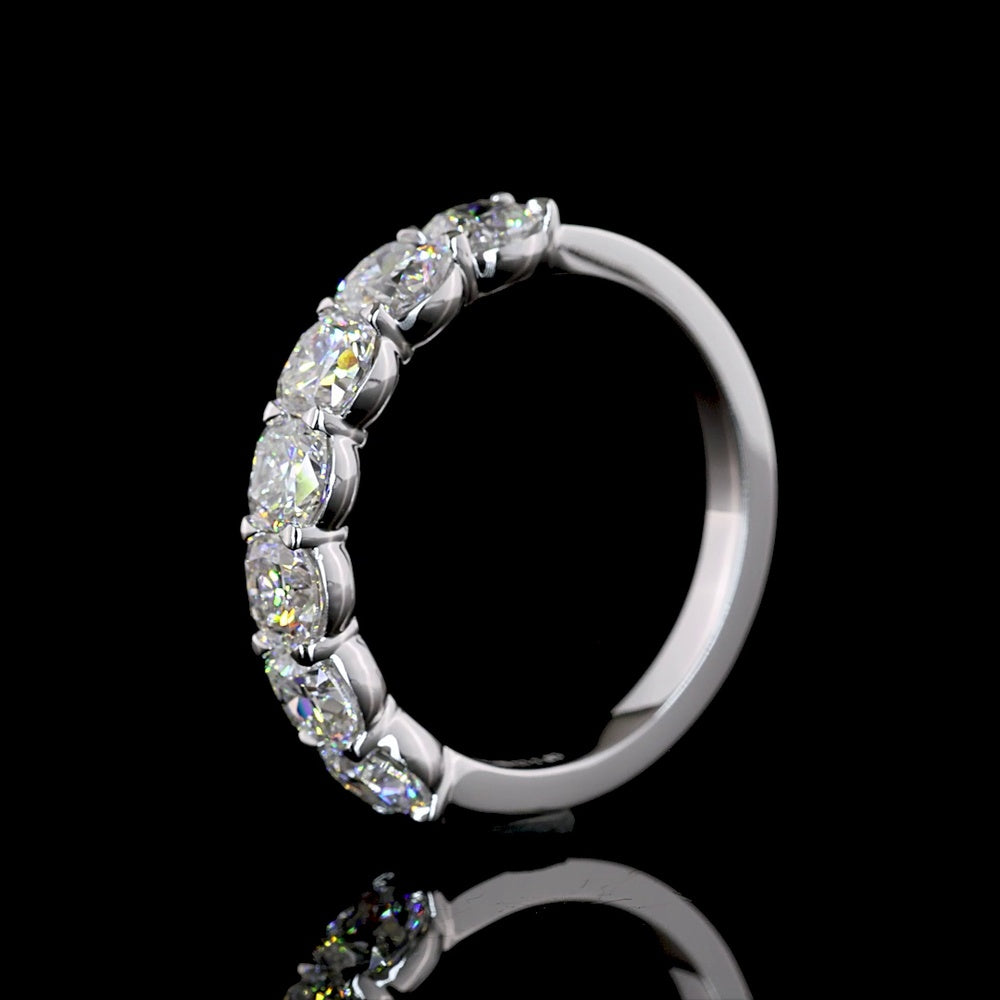 14K White Gold 7-Stone Eternity Band with Square Cushion Brilliant Lab Diamonds - 2.03 Carat Total Weight - Covaloro Fine Jewelry