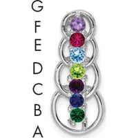 14K White Gold 7-Stone Family Pendant Mounting with Rhodium Plating by Oro Pregiato