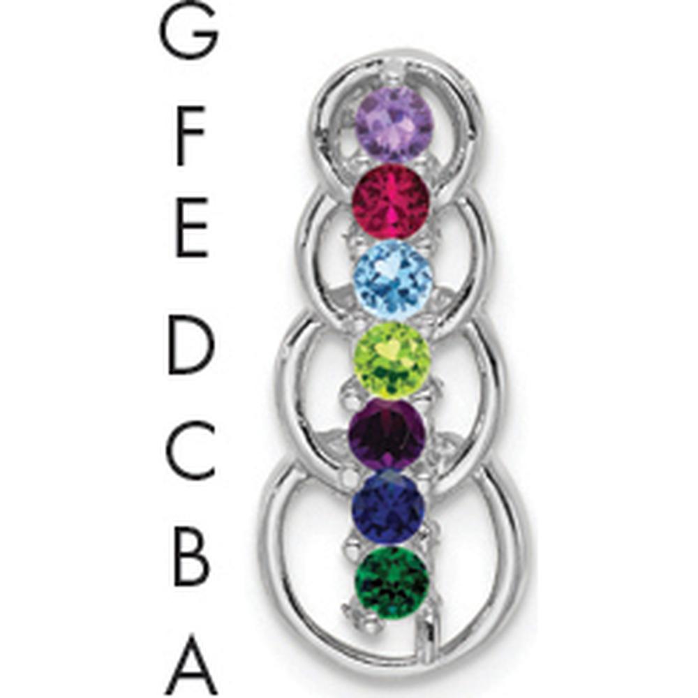14K White Gold 7-Stone Family Pendant Mounting with Rhodium Plating by Oro Pregiato