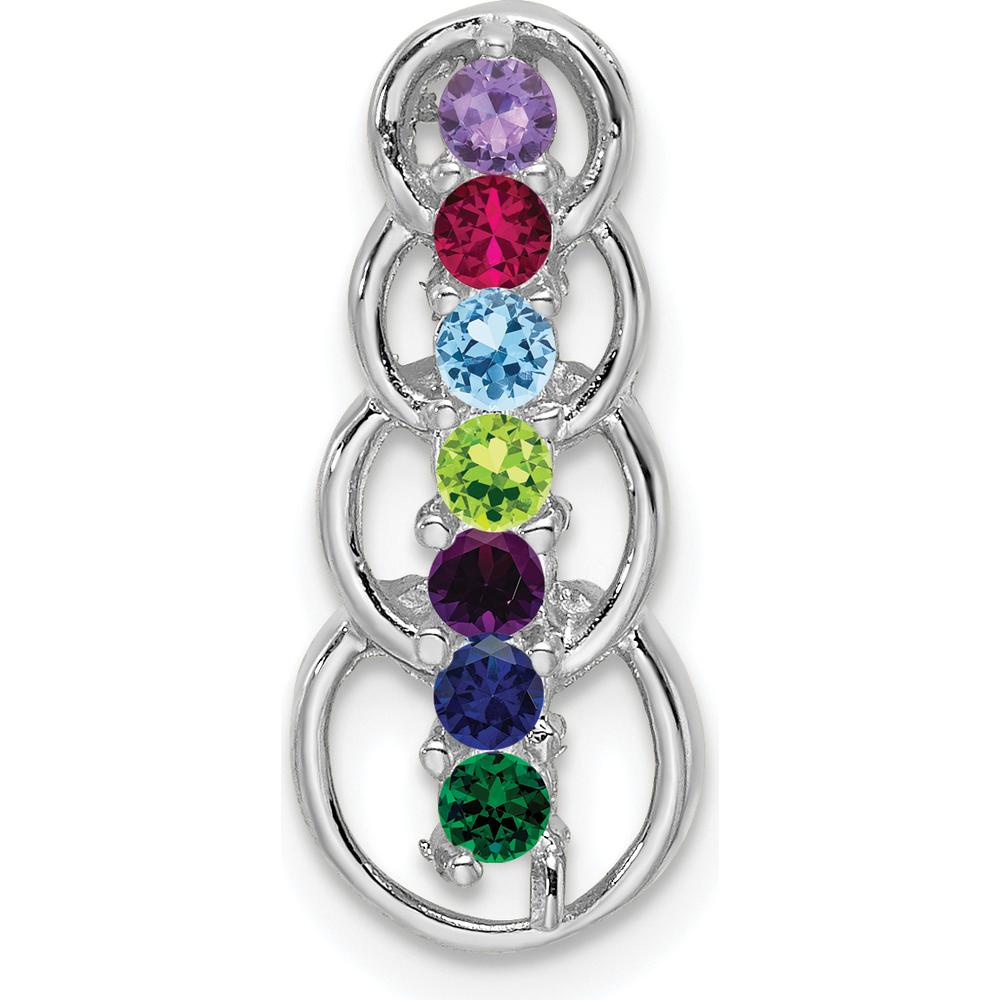 14K White Gold 7-Stone Family Pendant Mounting with Rhodium Plating by Oro Pregiato