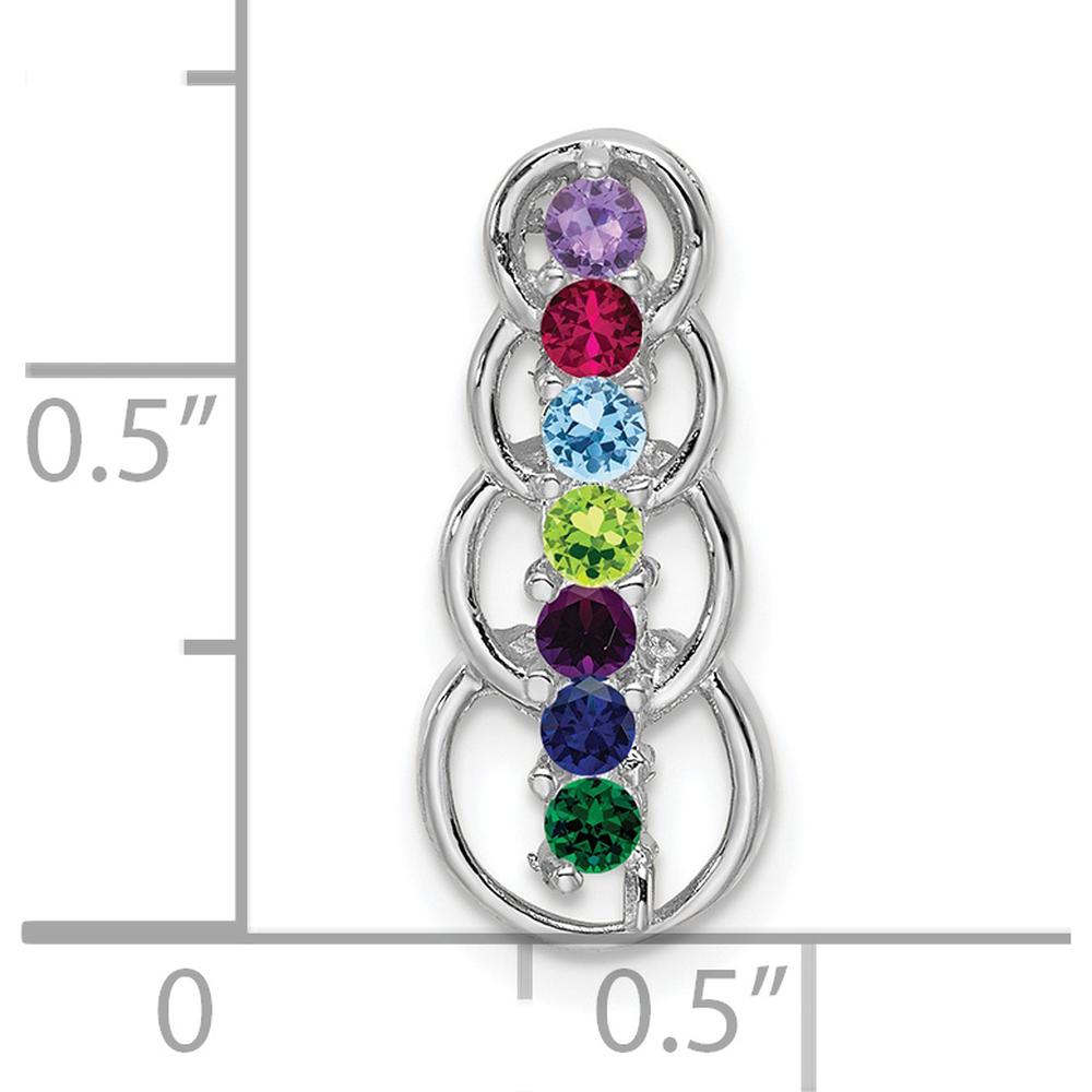14K White Gold 7-Stone Family Pendant Mounting with Rhodium Plating by Oro Pregiato
