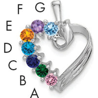 14K White Gold 7 Stone Family Pendant Mounting with Rhodium Plating by Oro Pregiato