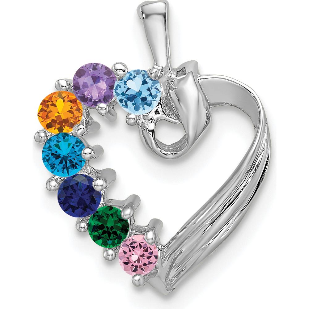 14K White Gold 7 Stone Family Pendant Mounting with Rhodium Plating by Oro Pregiato