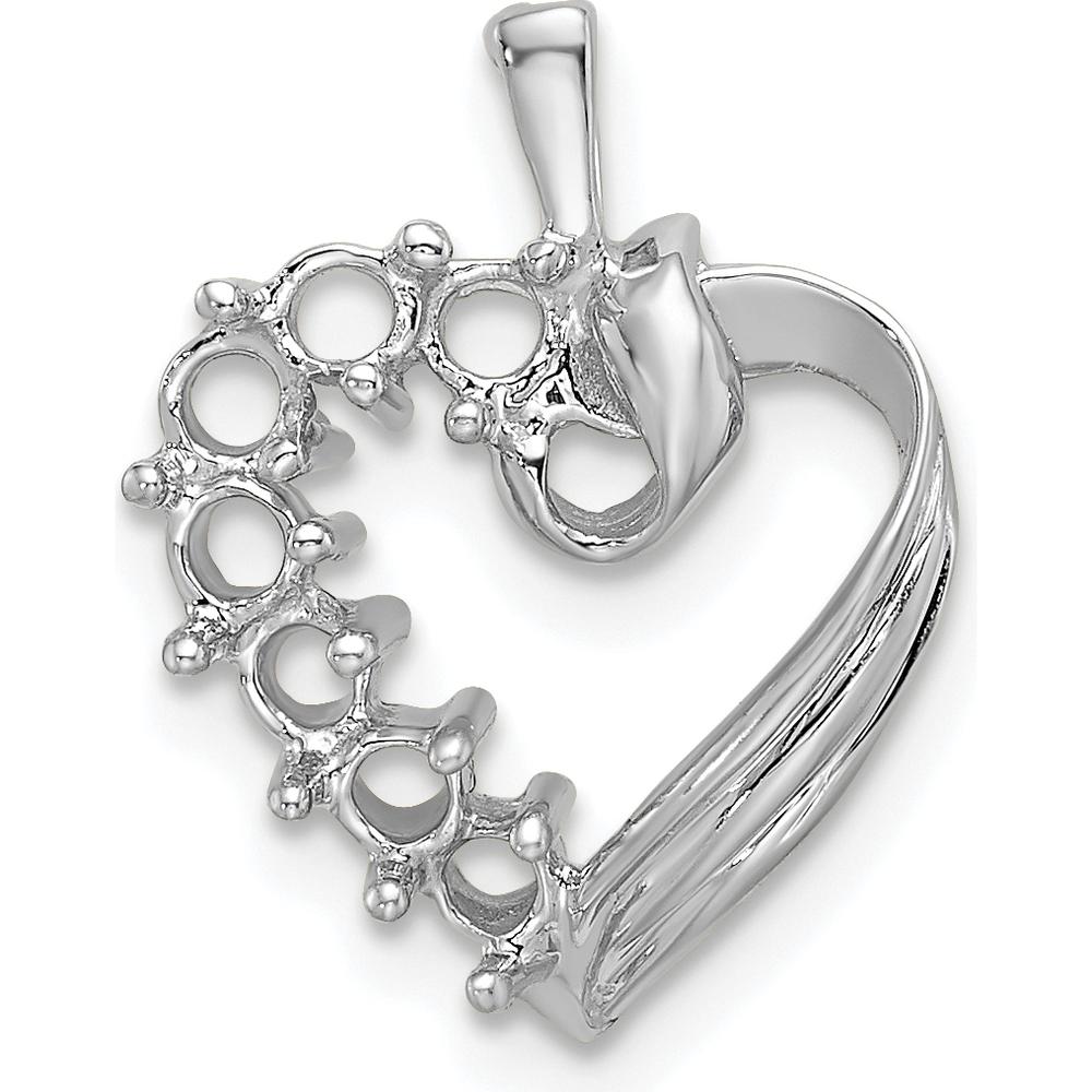 14K White Gold 7 Stone Family Pendant Mounting with Rhodium Plating by Oro Pregiato