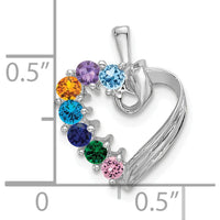 14K White Gold 7 Stone Family Pendant Mounting with Rhodium Plating by Oro Pregiato