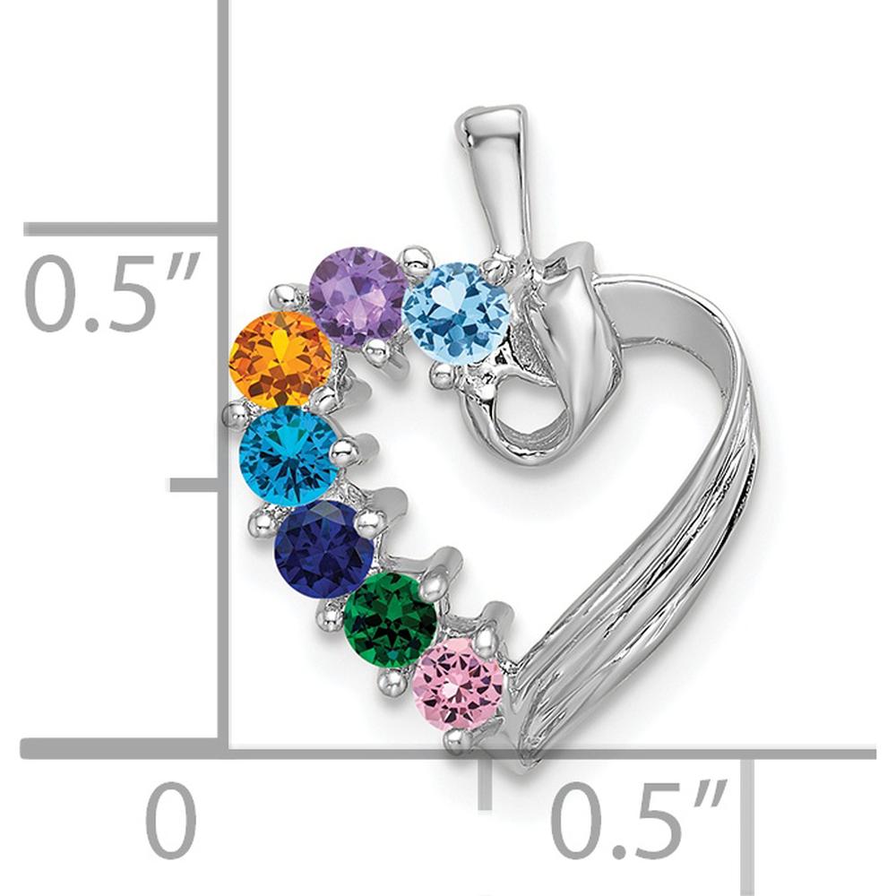 14K White Gold 7 Stone Family Pendant Mounting with Rhodium Plating by Oro Pregiato