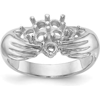 14K White Gold 7-Stone Family Ring Mounting with Tapered Band and Prong Setting by Oro Pregiato
