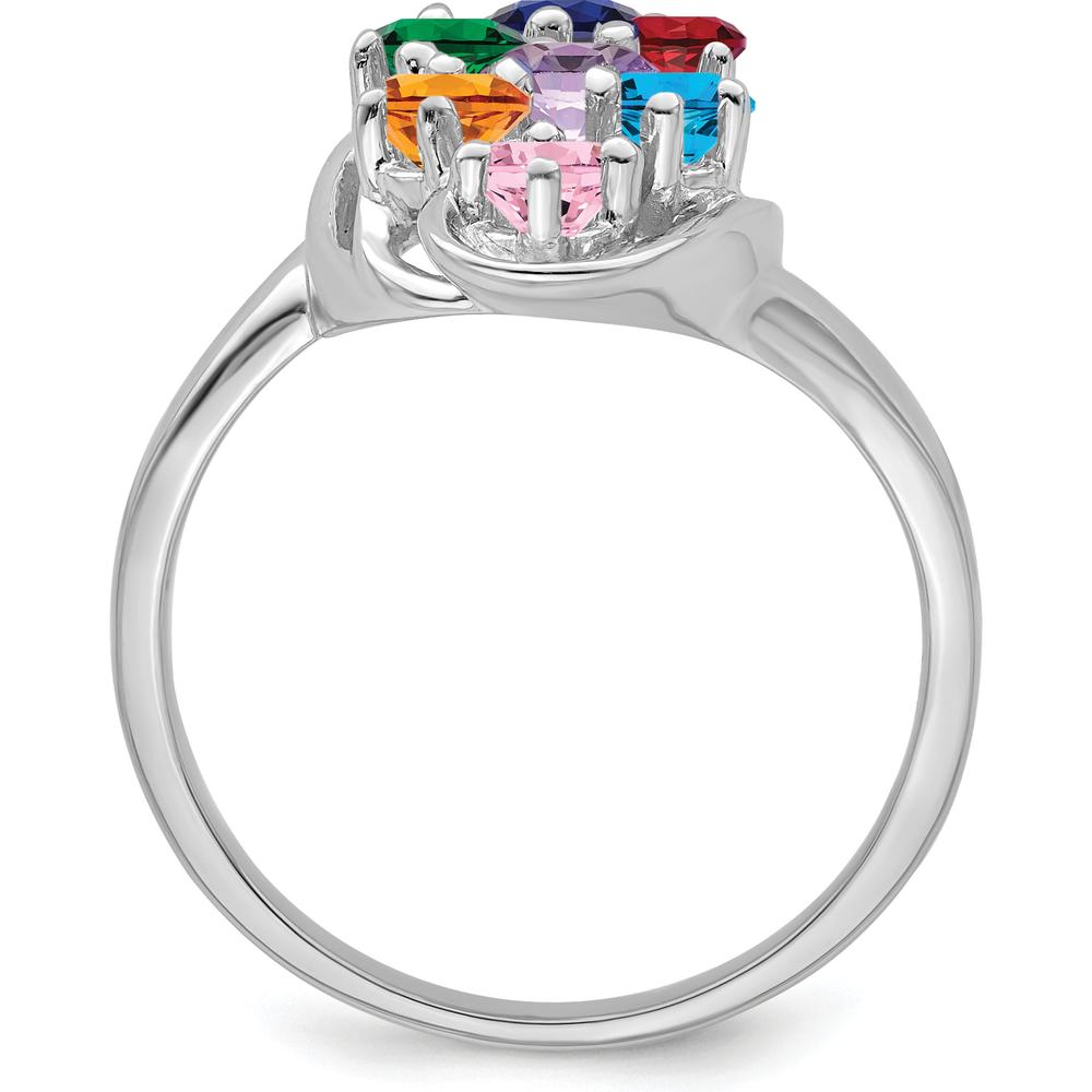 14K White Gold 7-Stone Mother's Ring Mounting with Polished Finish and Rhodium Plating by Monteluci Fine Jewelry
