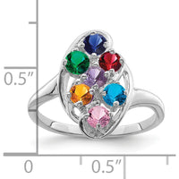 14K White Gold 7-Stone Mother's Ring Mounting with Polished Finish and Rhodium Plating by Monteluci Fine Jewelry