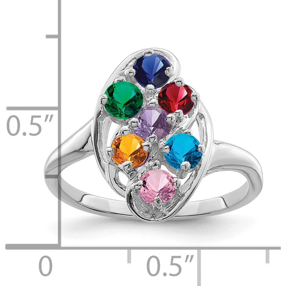 14K White Gold 7-Stone Mother's Ring Mounting with Polished Finish and Rhodium Plating by Monteluci Fine Jewelry