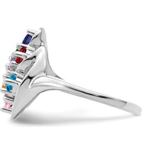 14K White Gold 7-Stone Mother's Ring Mounting with Polished Finish and Rhodium Plating by Monteluci Fine Jewelry