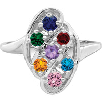 14K White Gold 7-Stone Mother's Ring Mounting with Polished Finish and Rhodium Plating by Monteluci Fine Jewelry