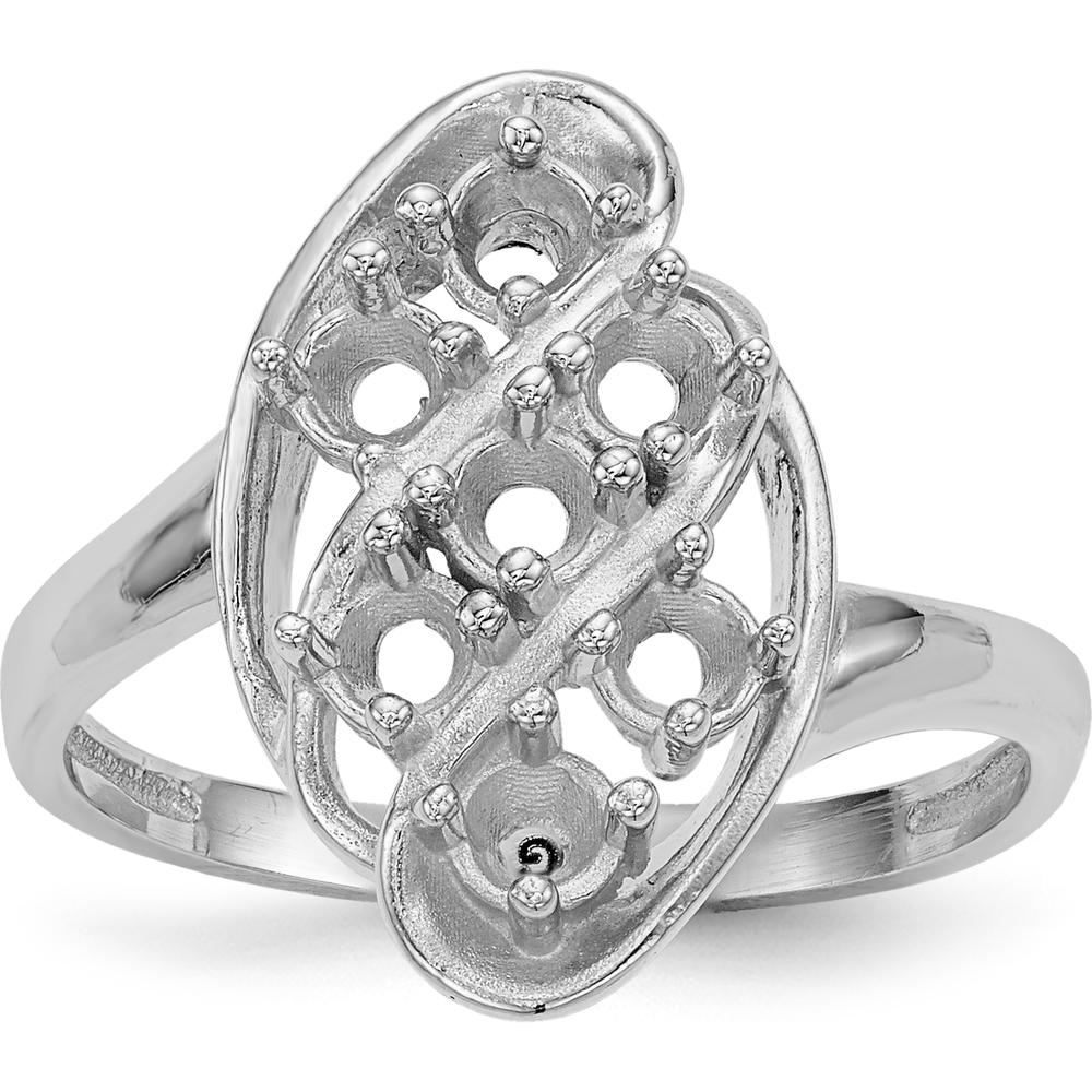14K White Gold 7-Stone Mother's Ring Mounting with Polished Finish and Rhodium Plating by Monteluci Fine Jewelry