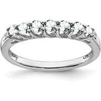 14K White Gold 7-Stone Ring with White Topaz and Round Diamonds - 0.23 Carat Total Gem Weight by 0