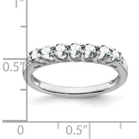 14K White Gold 7-Stone Ring with White Topaz and Round Diamonds - 0.23 Carat Total Gem Weight by 0