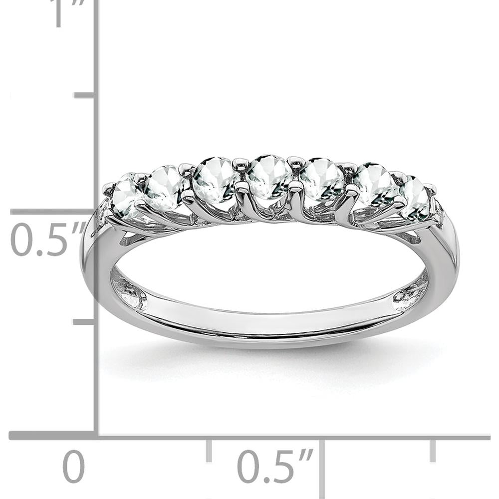14K White Gold 7-Stone Ring with White Topaz and Round Diamonds - 0.23 Carat Total Gem Weight by 0