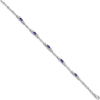 14K White Gold 7" Tanzanite and Diamond Bracelet - 0.38 Carats Total Tanzanite Weight by Oro Pregiato