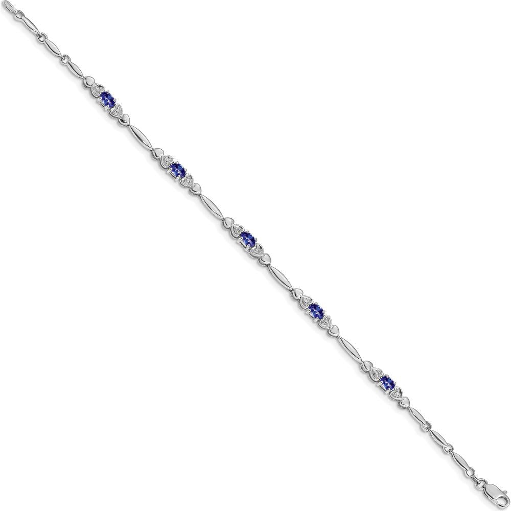 14K White Gold 7" Tanzanite and Diamond Bracelet - 0.38 Carats Total Tanzanite Weight by Oro Pregiato