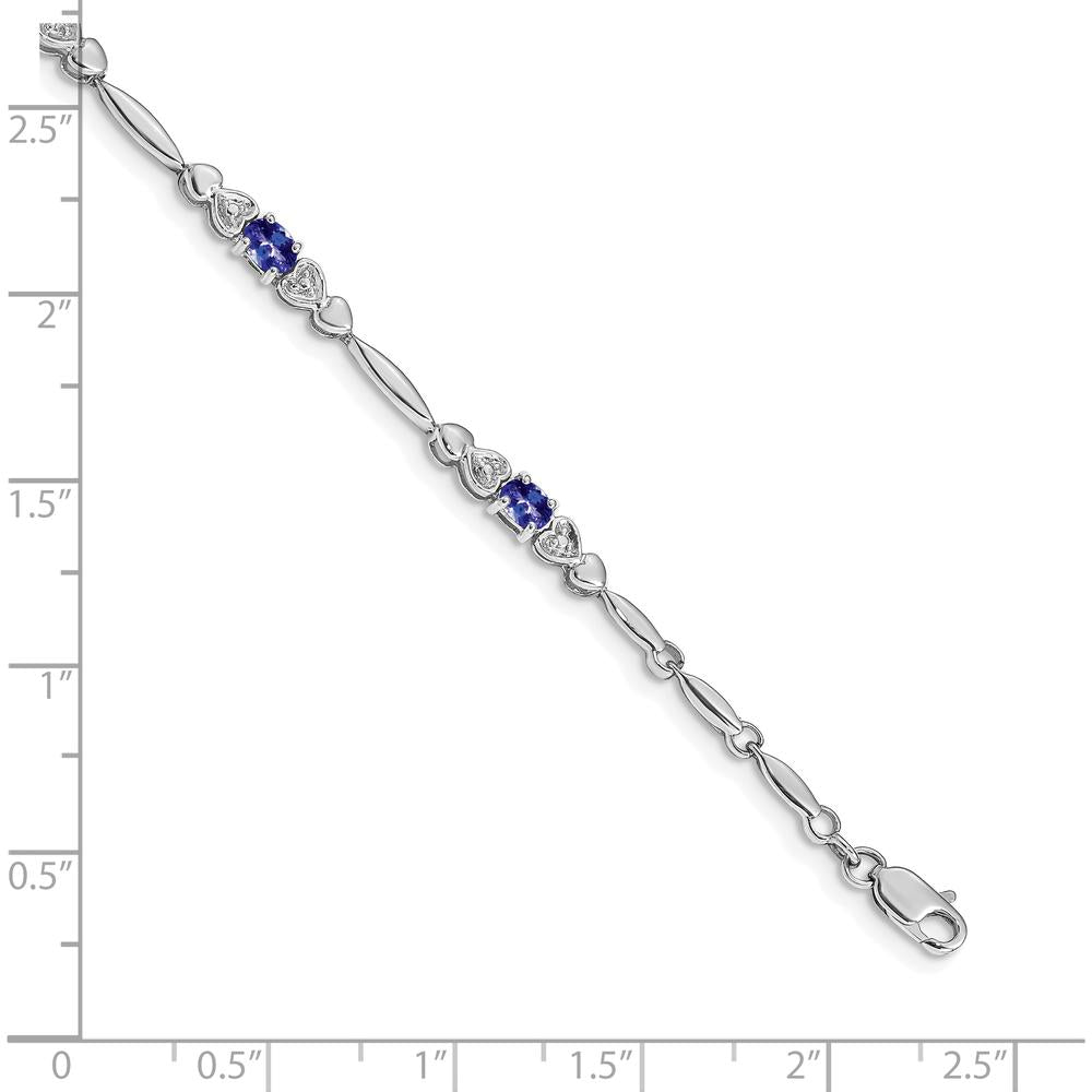 14K White Gold 7" Tanzanite and Diamond Bracelet - 0.38 Carats Total Tanzanite Weight by Oro Pregiato