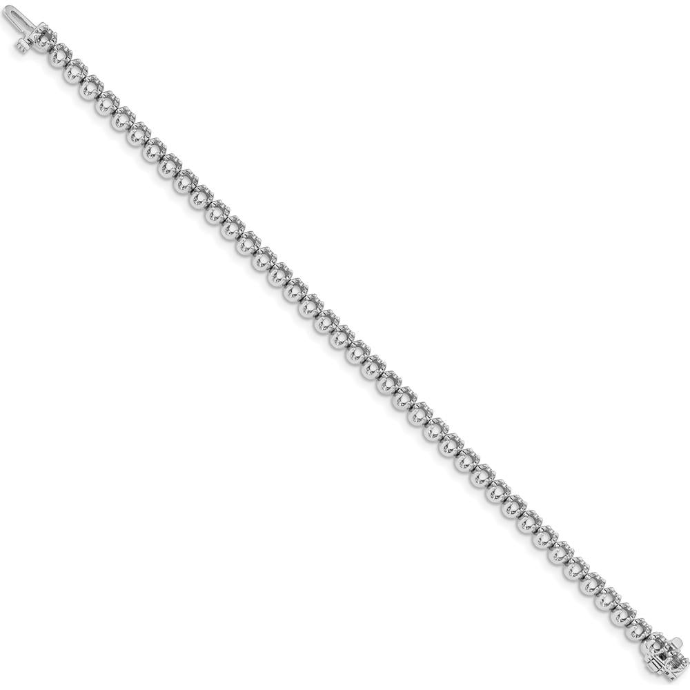 14K White Gold 7" Tennis Bracelet Mounting for 3.8 Carat Total Round Diamonds - 4-Prong Setting by Monteluci Fine Jewelry